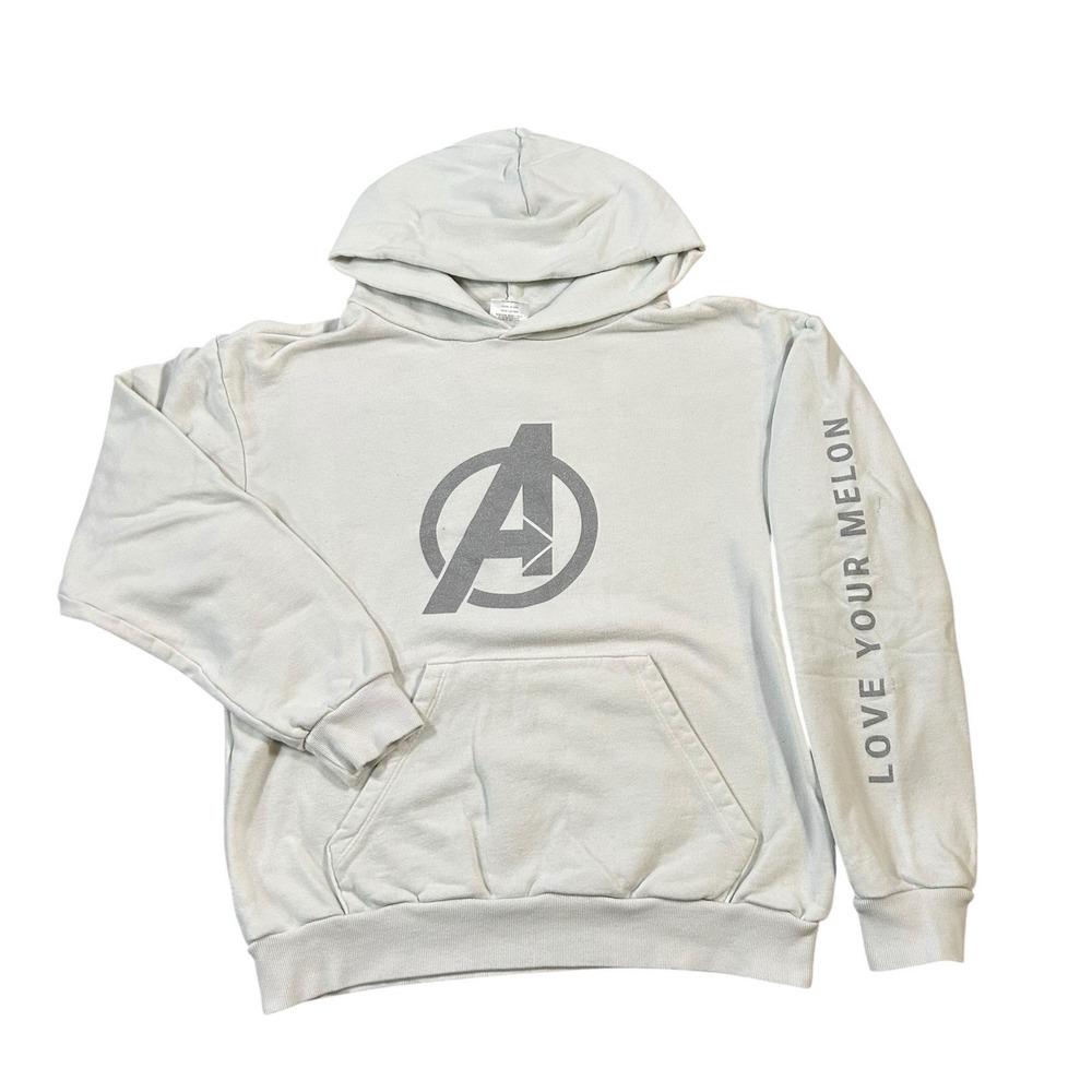Marvel x Love Your Melon Avengers White Hoodie Size Small Oversized‎